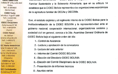 CONVOCATORIA 2da. ASAMBLEA ORDINARIA